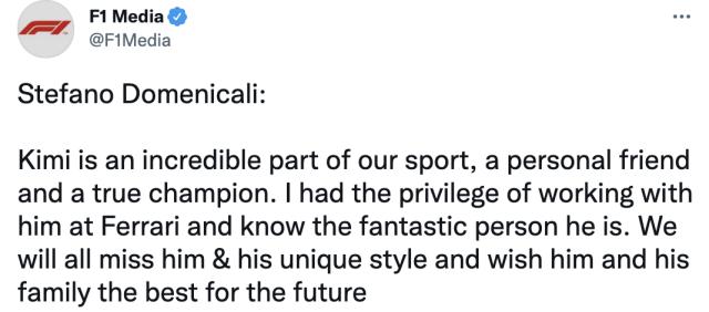 开云-莱库宁宣布退役 F1主席、车队领队和队友送上祝福